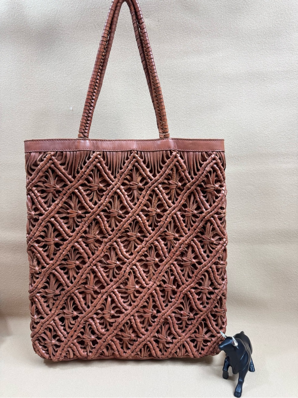 Handwoven Brown Macrame Tote Bag